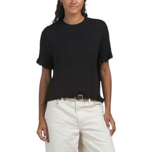 MAX STUDIO LONDON Short Sleeve Ruffle Hem Sweater